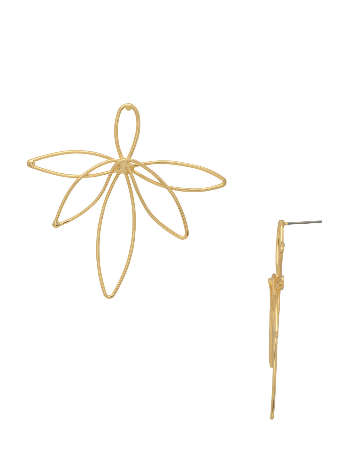 Dee Statement Earrings - 4EFF14BGMTL - <p>The Dee Statement Earrings feature a single plated wire delicately bent into a dramatic navette shaped flower. From Sorrelli's Bare Metallic collection in our Bright Gold-tone finish.</p>