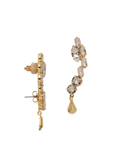 Alma Cuff Earrings - 4EFF18BGCRY - <p>Geometric crystal encrusted earrings with a hanging metal diamond create an elegant statement. From Sorrelli's Crystal collection in our Bright Gold-tone finish.</p>