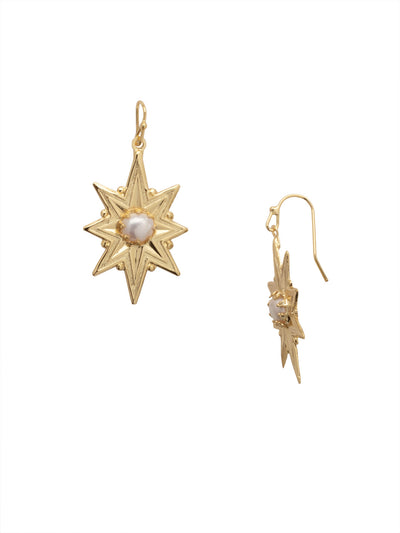 Stevie Dangle Earrings - 4EFF4BGMDP - <p>The stars align with the Stevie Dangle Earrings. A single stone sits at the center of an oversized metal star on a French wire. From Sorrelli's Modern Pearl collection in our Bright Gold-tone finish.</p>