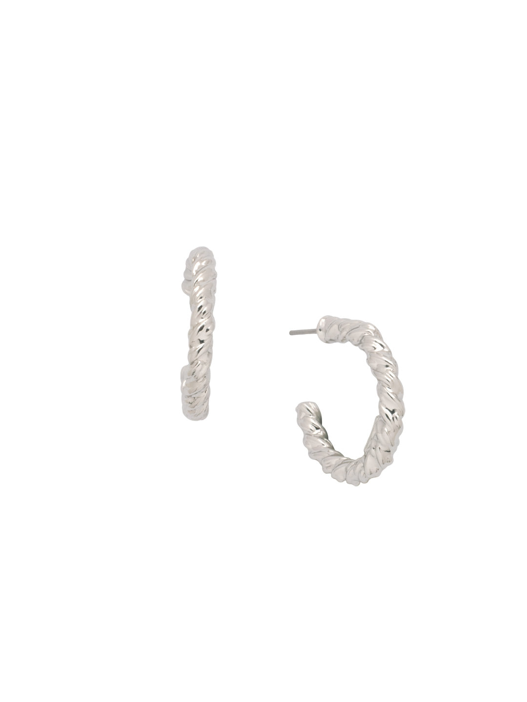 Olive Hoop Earrings - 4EFJ13PDMTL - <p>The Olive Hoop Earrings resemble a textured rope chain, secured on a classic post back. From Sorrelli's Bare Metallic collection in our Palladium finish.</p>