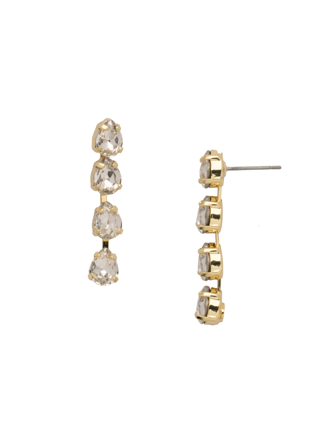 Perrie Dangle Earrings - 4EFJ2BGCRY - <p>The Perrie Dangle Earrings feature four pear cut crystals dangling from a post. From Sorrelli's Crystal collection in our Bright Gold-tone finish.</p>