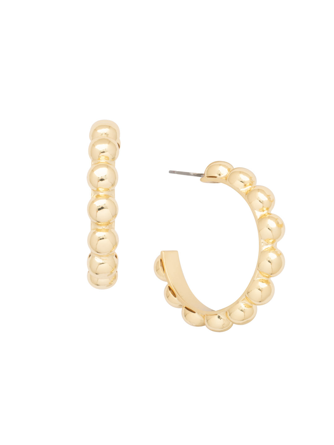 Bauble Hoop Earrings - 4EFL12BGMTL - <p>The Bauble Hoop Earrings feature round metal studs on an open-back hoop on a post. From Sorrelli's Bare Metallic collection in our Bright Gold-tone finish.</p>