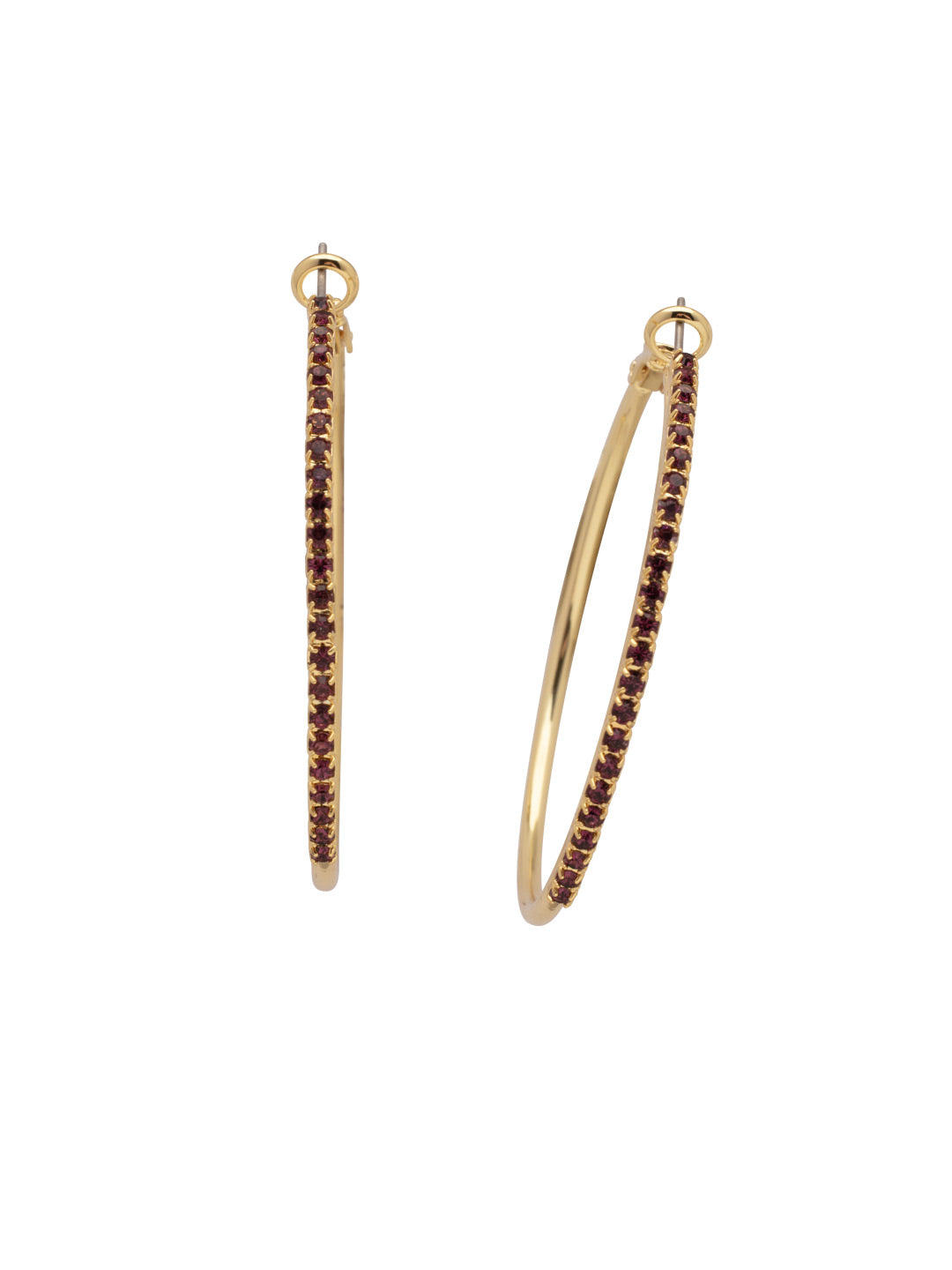 Farah Hoop Earrings - 4EFL13BGMRL - <p>The Farah Hoop Earrings feature a delicate rhinestone chain embellished on a classic metal hoop. From Sorrelli's Merlot collection in our Bright Gold-tone finish.</p>