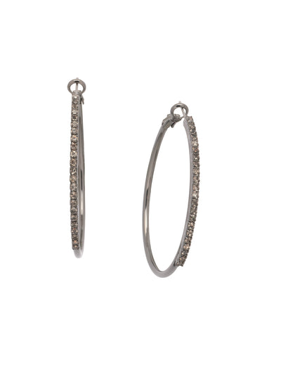 Farah Hoop Earrings - 4EFL13GMBD - <p>The Farah Hoop Earrings feature a delicate rhinestone chain embellished on a classic metal hoop. From Sorrelli's Black Diamond collection in our Gun Metal finish.</p>