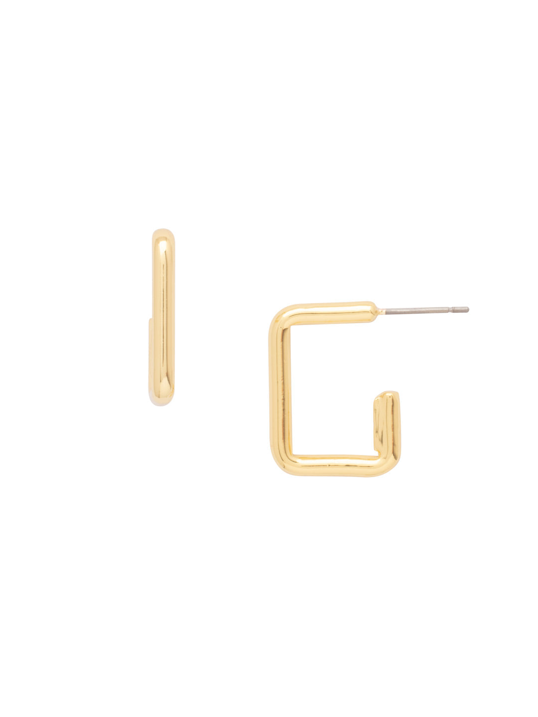 Geo Mini Hoop Earrings - 4EFL14BGMTL - <p>The Geo Mini Hoop Earrings feature a small open-back rectangular metal chain link on a post. From Sorrelli's Bare Metallic collection in our Bright Gold-tone finish.</p>