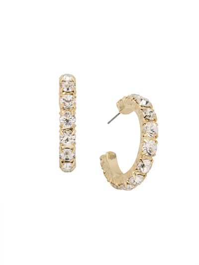 Crystal Studded Hoop Earrings - 4EFL1BGCRY - <p>The Crystal Studded Hoop Earrings feature a chunky open-back metal hoop on a post, embellished with round cut crystals. From Sorrelli's Crystal collection in our Bright Gold-tone finish.</p>