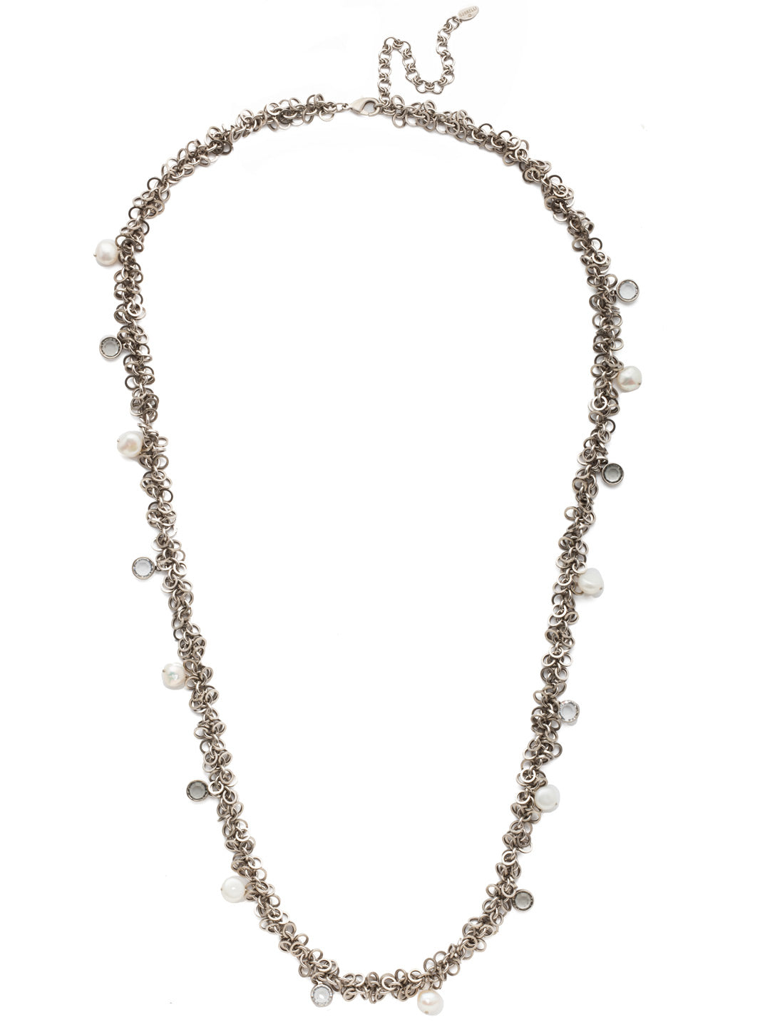 Aura Long Necklace - 4NEF10ASCRO - <p>Proof that the basics are anything but boring. Delicate crystals and pearls dotted on dainty metal rings makes for a piece that's long on style. From Sorrelli's Crystal Rock collection in our Antique Silver-tone finish.</p>