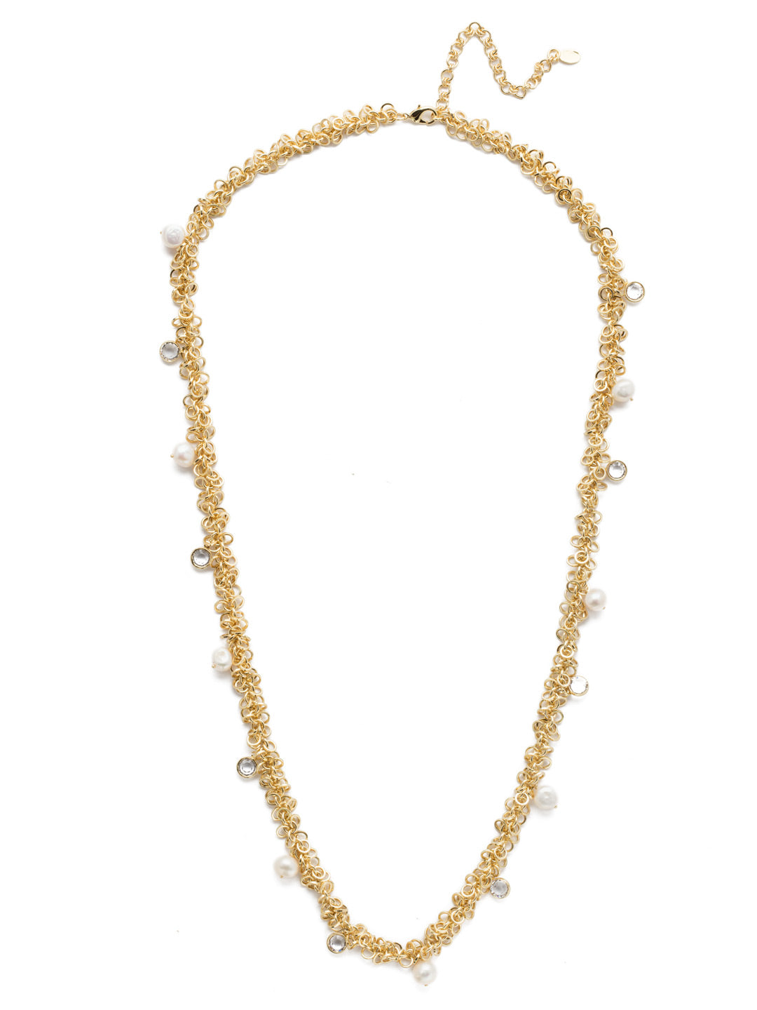 Aura Long Necklace - 4NEF10BGMDP - <p>Proof that the basics are anything but boring. Delicate crystals and pearls dotted on dainty metal rings makes for a piece that's long on style. From Sorrelli's Modern Pearl collection in our Bright Gold-tone finish.</p>