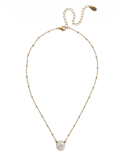 Isabella Pendant Necklace - 4NEF50AGMDP - <p>Cute as a button! This pendant necklace features a circular button pearl inside a decorative metal setting. From Sorrelli's Modern Pearl collection in our Antique Gold-tone finish.</p>