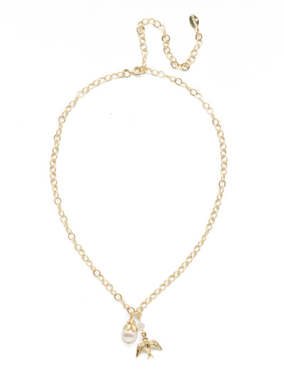 Piper Pendant Necklace - 4NEF5BGCRY - <p>Perfect for every day wear, this dainty pearl and bird piece can be adjusted to your desired length, adding that bit of something special. From Sorrelli's Crystal collection in our Bright Gold-tone finish.</p>