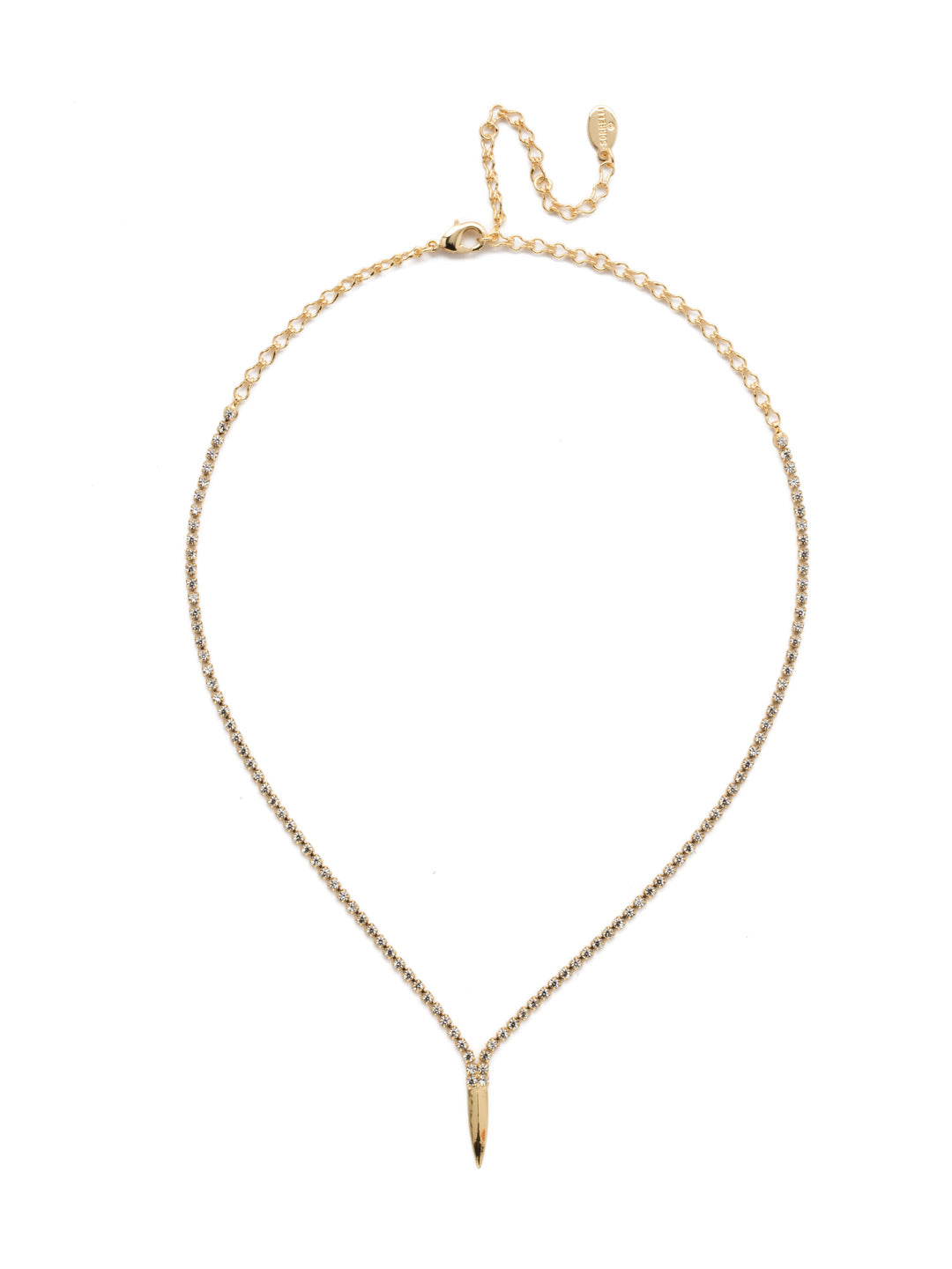 Dixie Pendant Necklace - 4NEP13BGCRY - <p>When you want to sparkle, put on the Dixie Pendant Necklace. Encrusted in crystals, it features a metallic pendant point at the end to bring it the attention it deserves. From Sorrelli's Crystal collection in our Bright Gold-tone finish.</p>