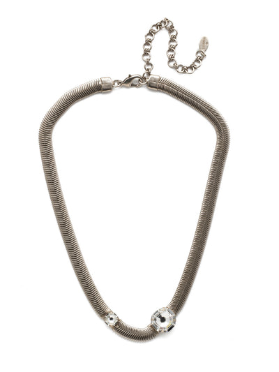 Isadora Tennis Necklace - 4NEP2ASCRY - <p>Wrap yourself in snake chain metal with the Isadora Tennis Necklace. Top things off with not one, but two, sparkling cushion antique crystals. From Sorrelli's Crystal collection in our Antique Silver-tone finish.</p>