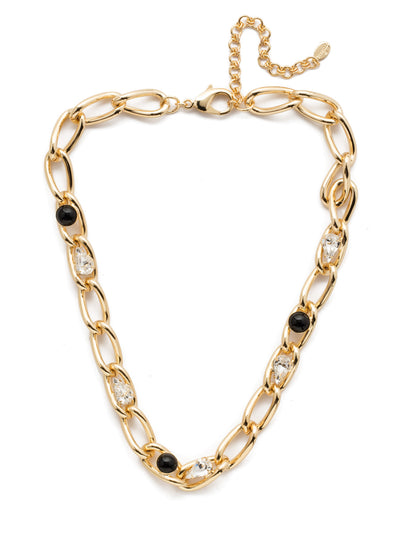 Roxanne Tennis Necklace - 4NEP7BGJET - <p>Layer on some shiny metal links when you wear our Roxanne Tennis Necklace. Topped off with pear-shaped crystal pieces and darker gems too, it's got a bit of everything you could wish for. From Sorrelli's Jet collection in our Bright Gold-tone finish.</p>