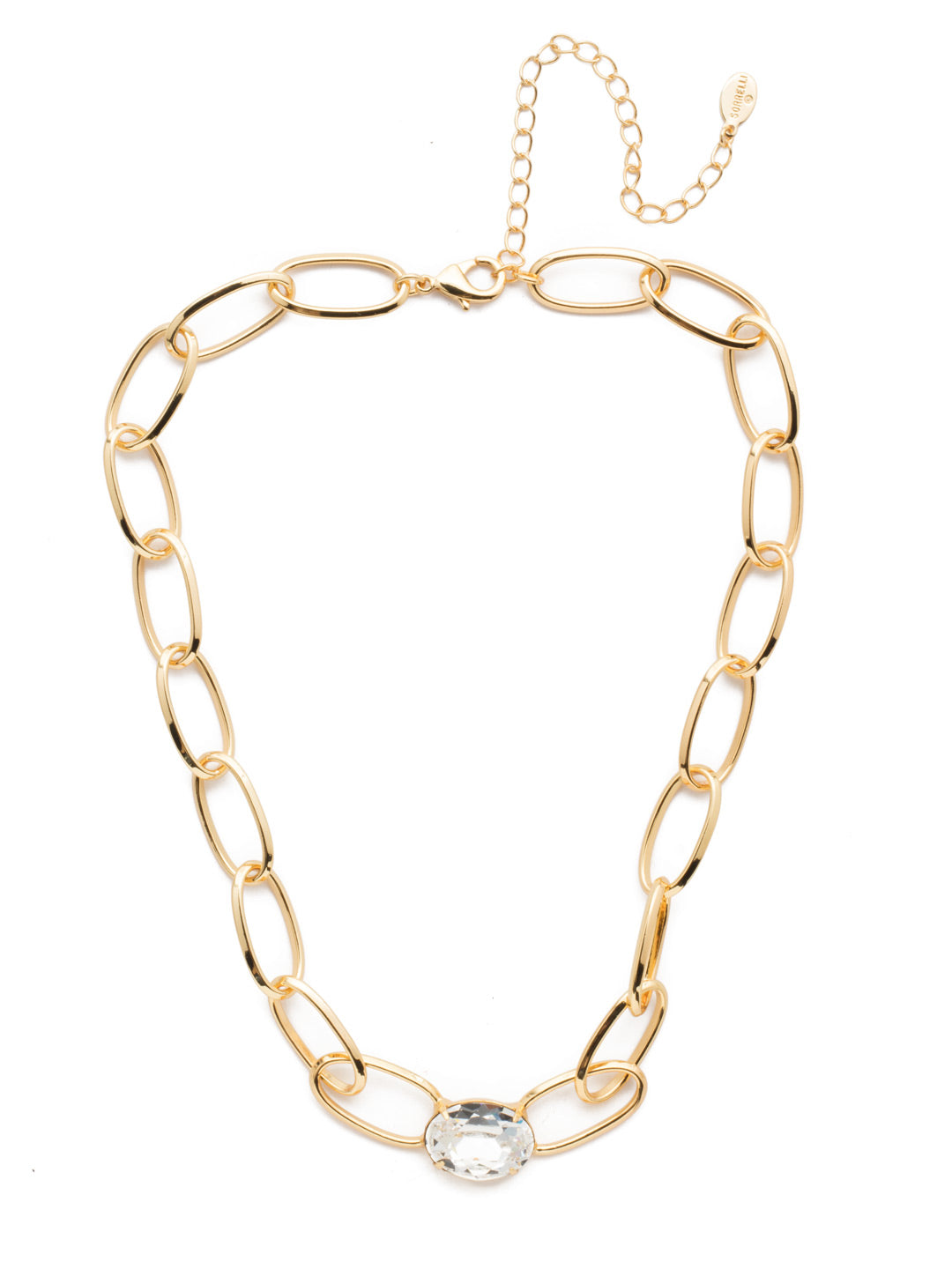 Karisma Tennis Necklace - 4NES12BGCRY - <p>The Karisma Tennis Necklace is airy and light with its open metallic links, all the while demanding attention from a seriously sparkling crystal taking center stage. From Sorrelli's Crystal collection in our Bright Gold-tone finish.</p>
