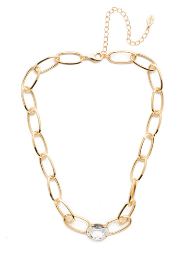 Karisma Tennis Necklace - 4NES12BGCRY - <p>The Karisma Tennis Necklace is airy and light with its open metallic links, all the while demanding attention from a seriously sparkling crystal taking center stage. From Sorrelli's Crystal collection in our Bright Gold-tone finish.</p>