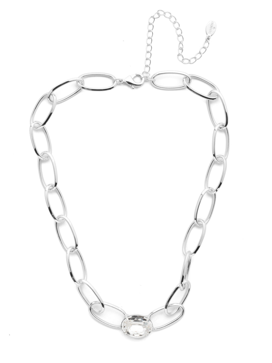 Karisma Tennis Necklace - 4NES12RHCRY - <p>The Karisma Tennis Necklace is airy and light with its open metallic links, all the while demanding attention from a seriously sparkling crystal taking center stage. From Sorrelli's Crystal collection in our Palladium Silver-tone finish.</p>