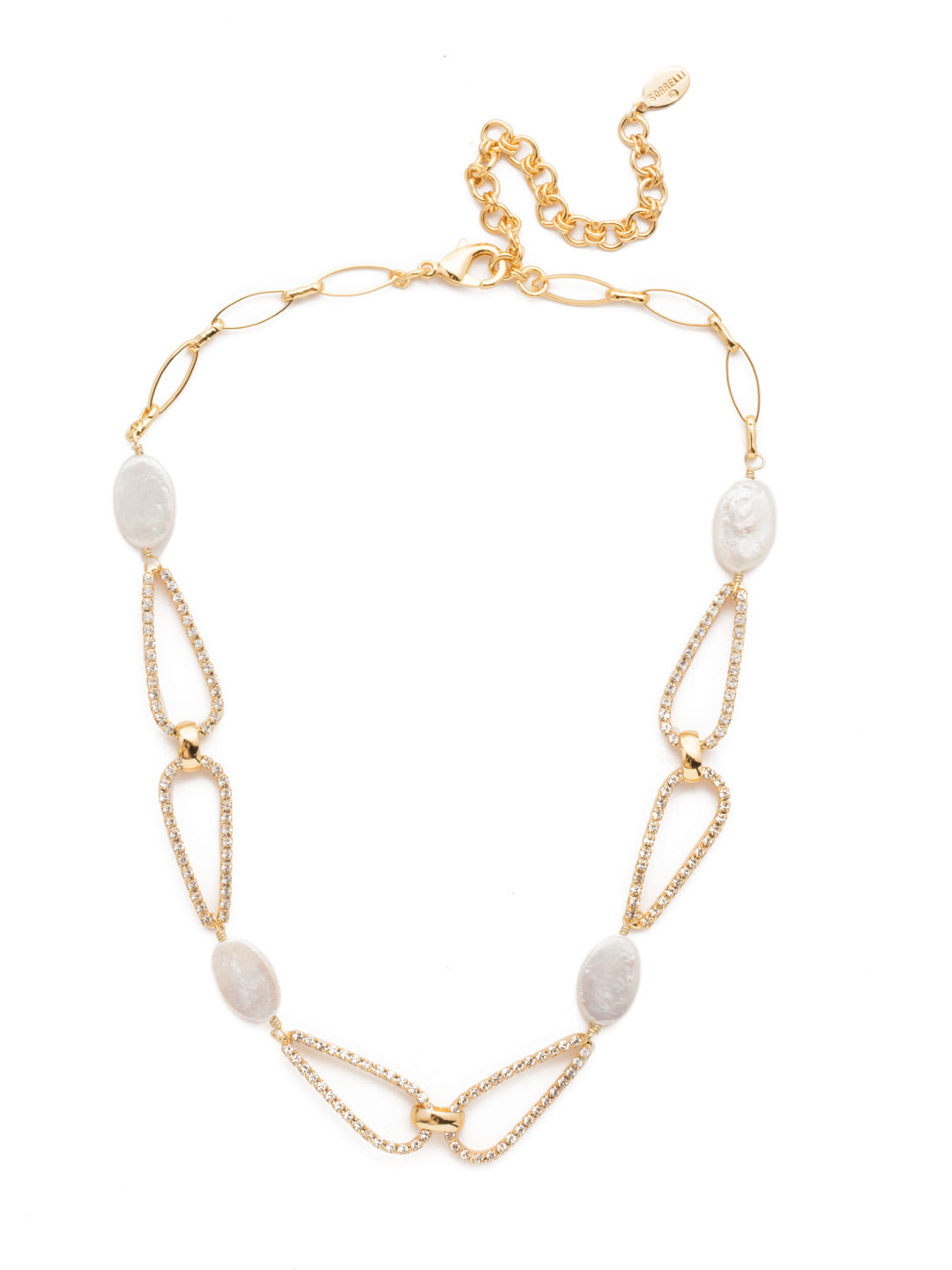Arlo Tennis Necklace - 4NES3BGMDP - <p>The Arlo Tennis Necklace adds visual interest to any outfit. Fasten to your desired length and shine in sparkling crystal-encrusted teardrops and perfectly-placed freshwater pearls. From Sorrelli's Modern Pearl collection in our Bright Gold-tone finish.</p>