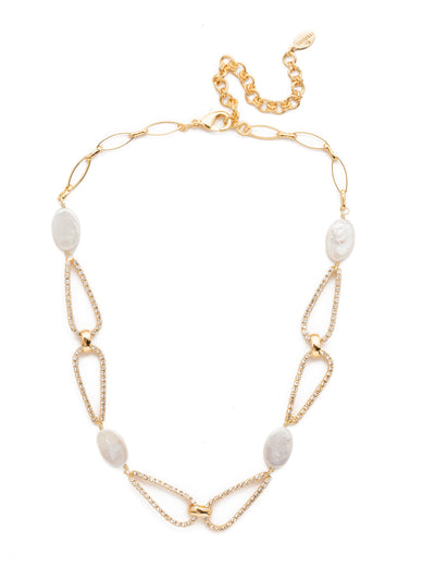 Arlo Tennis Necklace - 4NES3BGMDP - <p>The Arlo Tennis Necklace adds visual interest to any outfit. Fasten to your desired length and shine in sparkling crystal-encrusted teardrops and perfectly-placed freshwater pearls. From Sorrelli's Modern Pearl collection in our Bright Gold-tone finish.</p>