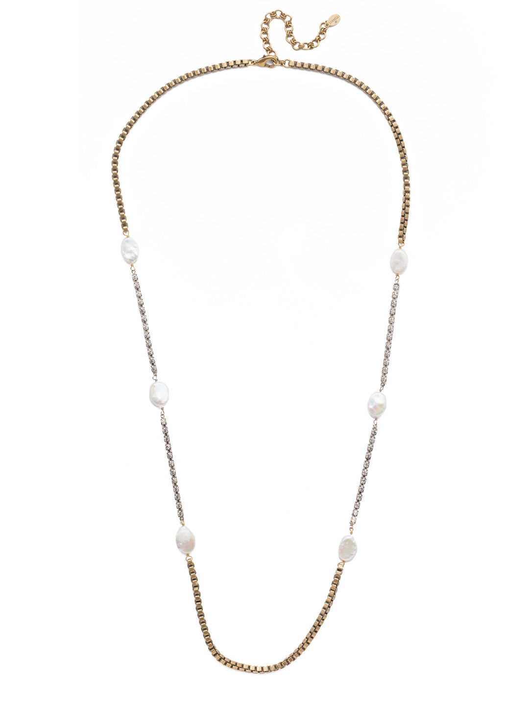Catcher Long Necklace - 4NES7MXMDP - <p>Put on the Catcher Long Necklace when you don't want to commit to a single style. It's got edgy metalwork, rows of sparkling crystals and pretty freshwater pearls, too. From Sorrelli's Modern Pearl collection in our Mixed Metal finish.</p>