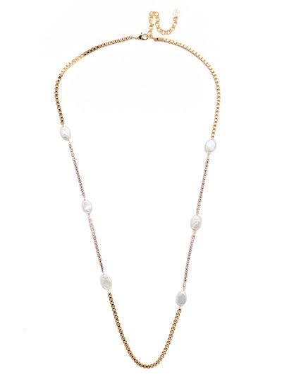 Catcher Long Necklace - 4NES7RGMDP - <p>Put on the Catcher Long Necklace when you don't want to commit to a single style. It's got edgy metalwork, rows of sparkling crystals and pretty freshwater pearls, too. From Sorrelli's Modern Pearl collection in our Rose Gold-tone finish.</p>