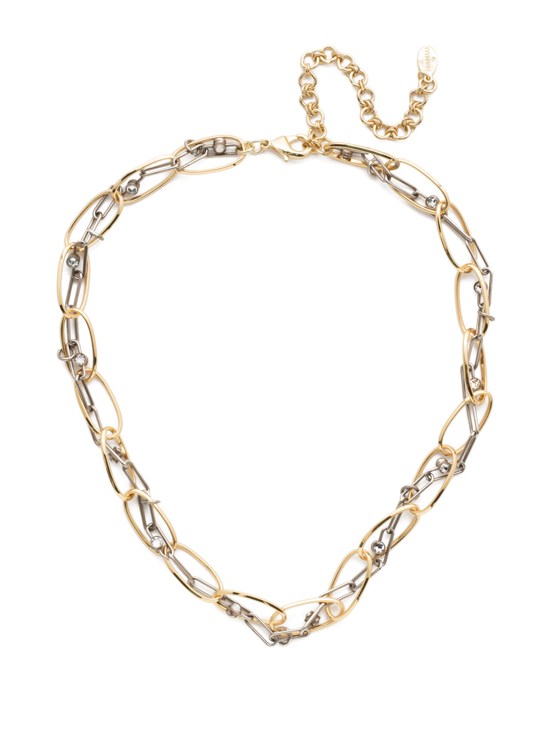 Sahara Tennis Necklace - 4NET10MXCRY - <p>Get a multifaceted look in one piece with the Sahara Layered Tennis Necklace. Two sets of airy metal links intertwine with a bit of sparkling crystals thrown into the mix. From Sorrelli's Crystal collection in our Mixed Metal finish.</p>