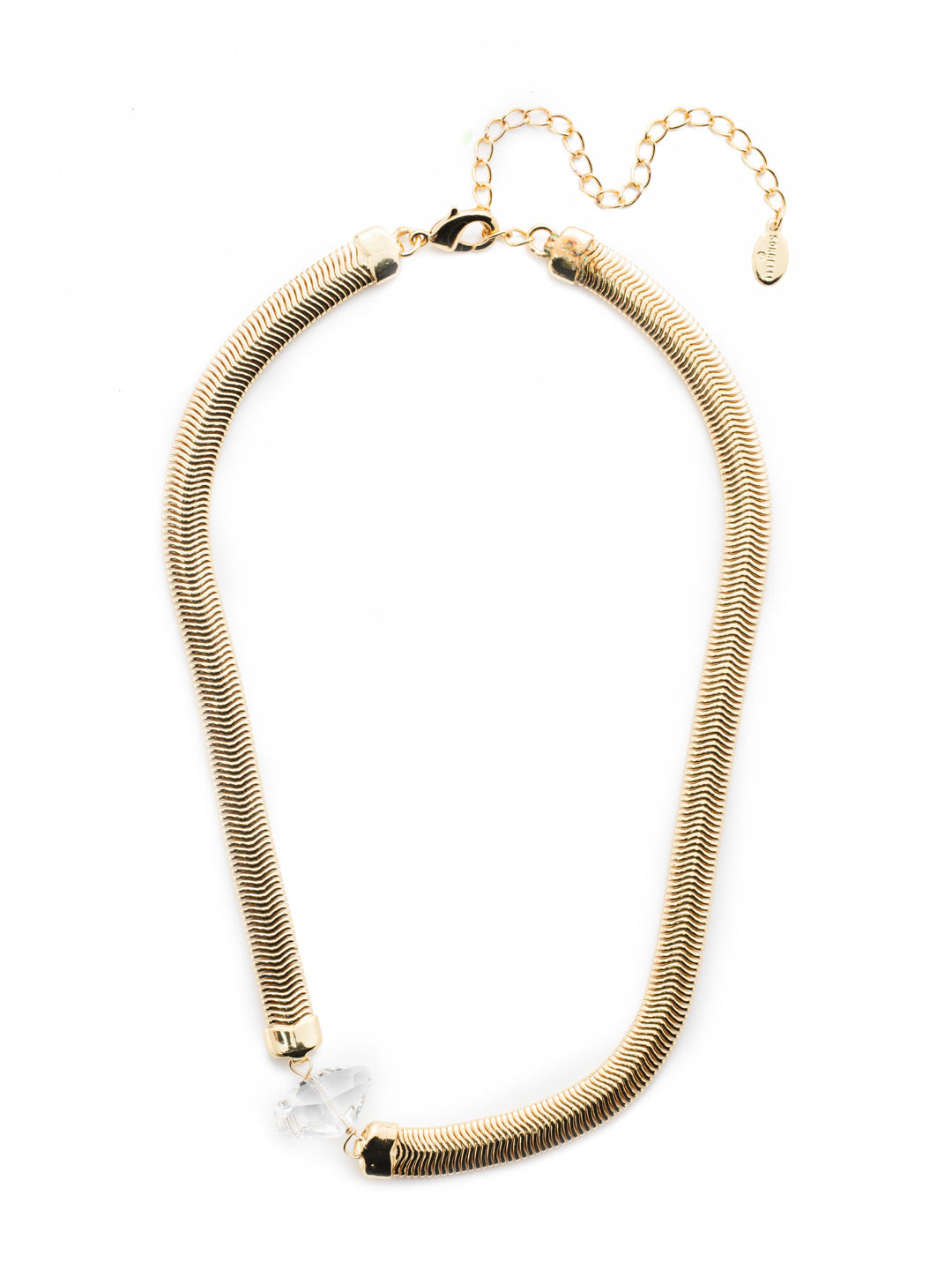 Raven Tennis Necklace - 4NEU50BGCRY - Snakechain lovers: this is your must-have. Showcase your edge in our Raven Tennis Necklace featuring an off-center crystal sparkler. From Sorrelli's Crystal collection in our Bright Gold-tone finish.