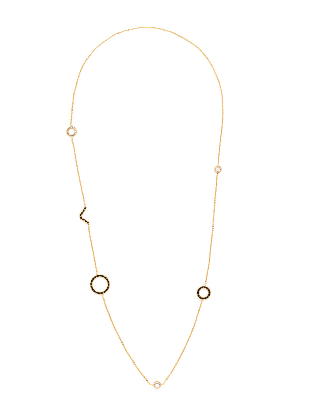 Layla Long Necklace - 4NEV70BGMMO - <p>The Layla Long Necklace combines different crystals and shapes on a long single chain. From Sorrelli's Midnight Moon collection in our Bright Gold-tone finish.</p>