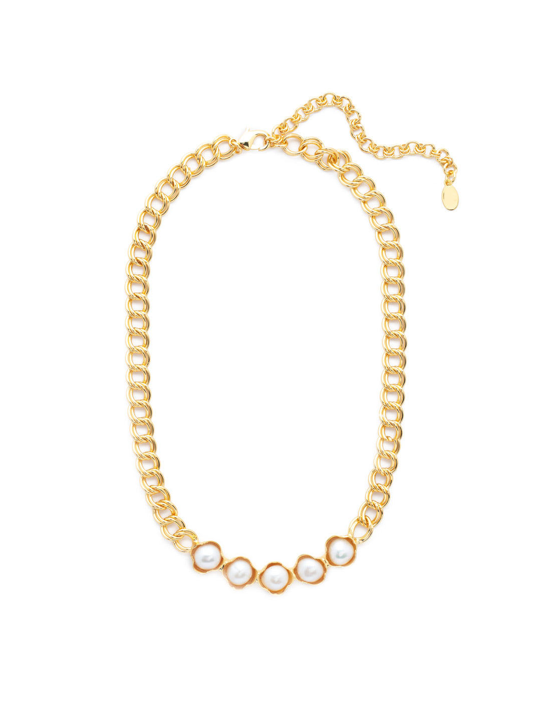 Leah Tennis Necklace - 4NEV8BGMDP - <p>The Leah Tennis Necklace is the perfect mix of classic and modern styles; five freshwater pearls meet at the base of an adjustable chunky metal chain. From Sorrelli's Modern Pearl collection in our Bright Gold-tone finish.</p>