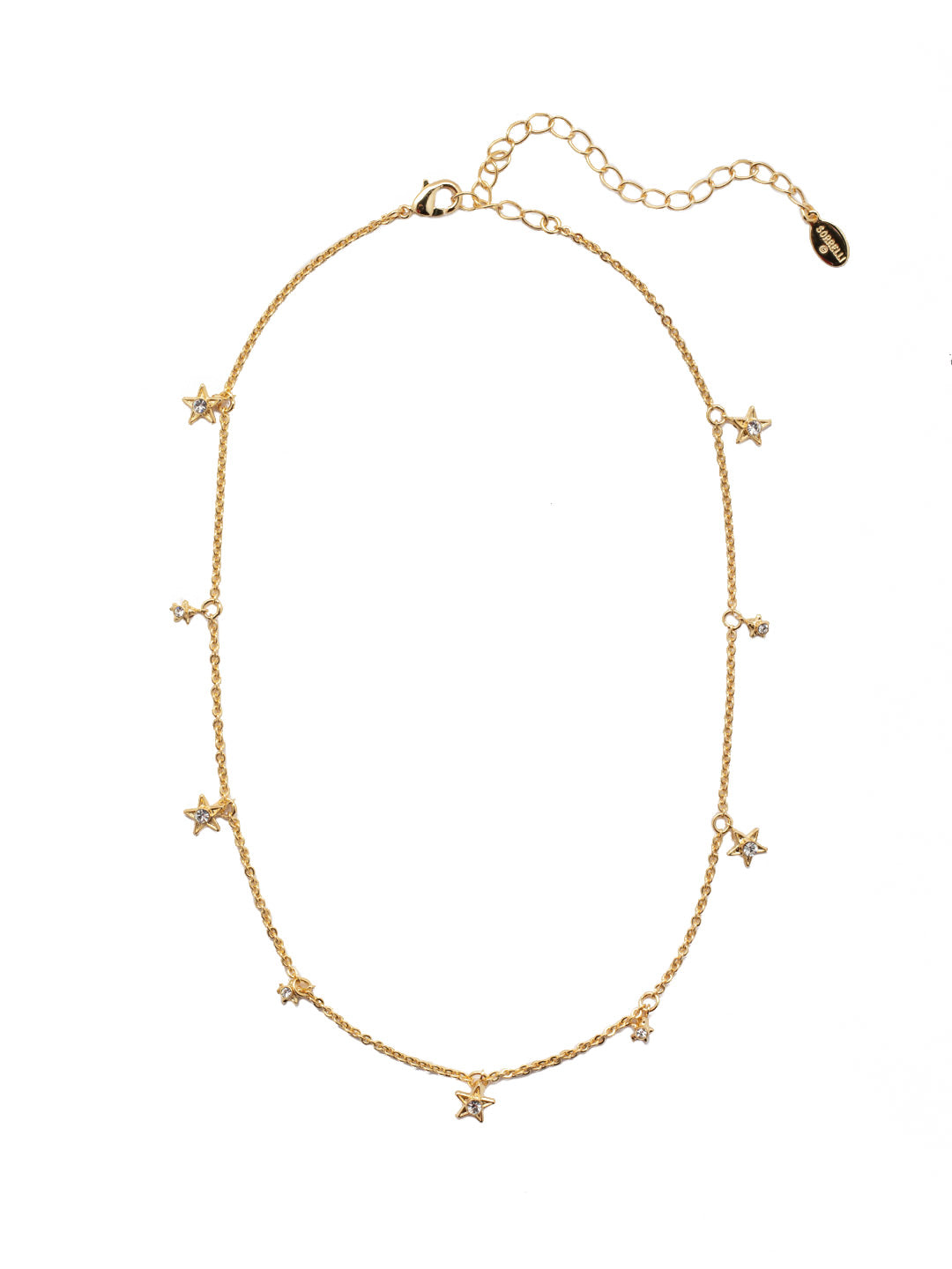 Asteria Tennis Necklace - 4NEZ23BGCRY - <p>The Asteria Tennis Necklace is a dainty dream; crystal studded stars wrap around the length of a delicate chain. A lobster claw clasp secures the adjustable chain into various lengths. From Sorrelli's Crystal collection in our Bright Gold-tone finish.</p>