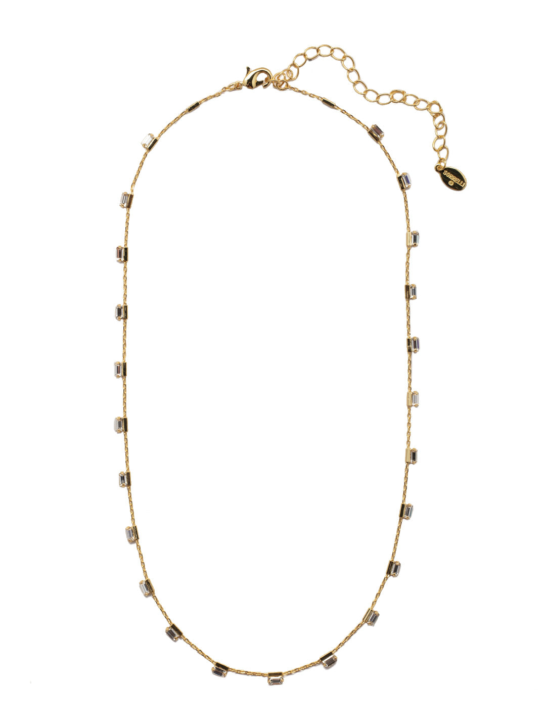 Cleo Studded Tennis Necklace - 4NEZ2BGCRY - <p>Emerald cut crystals line the entire chain of the Cleo Studded Tennis Necklace to create a beautiful piece that can be worn with anything. Secured with a lobster claw clasp, the necklace can be adjusted to a longer length. From Sorrelli's Crystal collection in our Bright Gold-tone finish.</p>