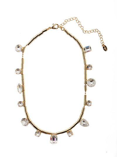 Janelle Chunky Tennis Necklace - 4NEZ4BGCRY - <p>The Janelle Chunky Tennis Necklace features a chain of tube bars with assorted cut crystals lined around. A lobster claw clasp secures the necklace into various lengths. From Sorrelli's Crystal collection in our Bright Gold-tone finish.</p>