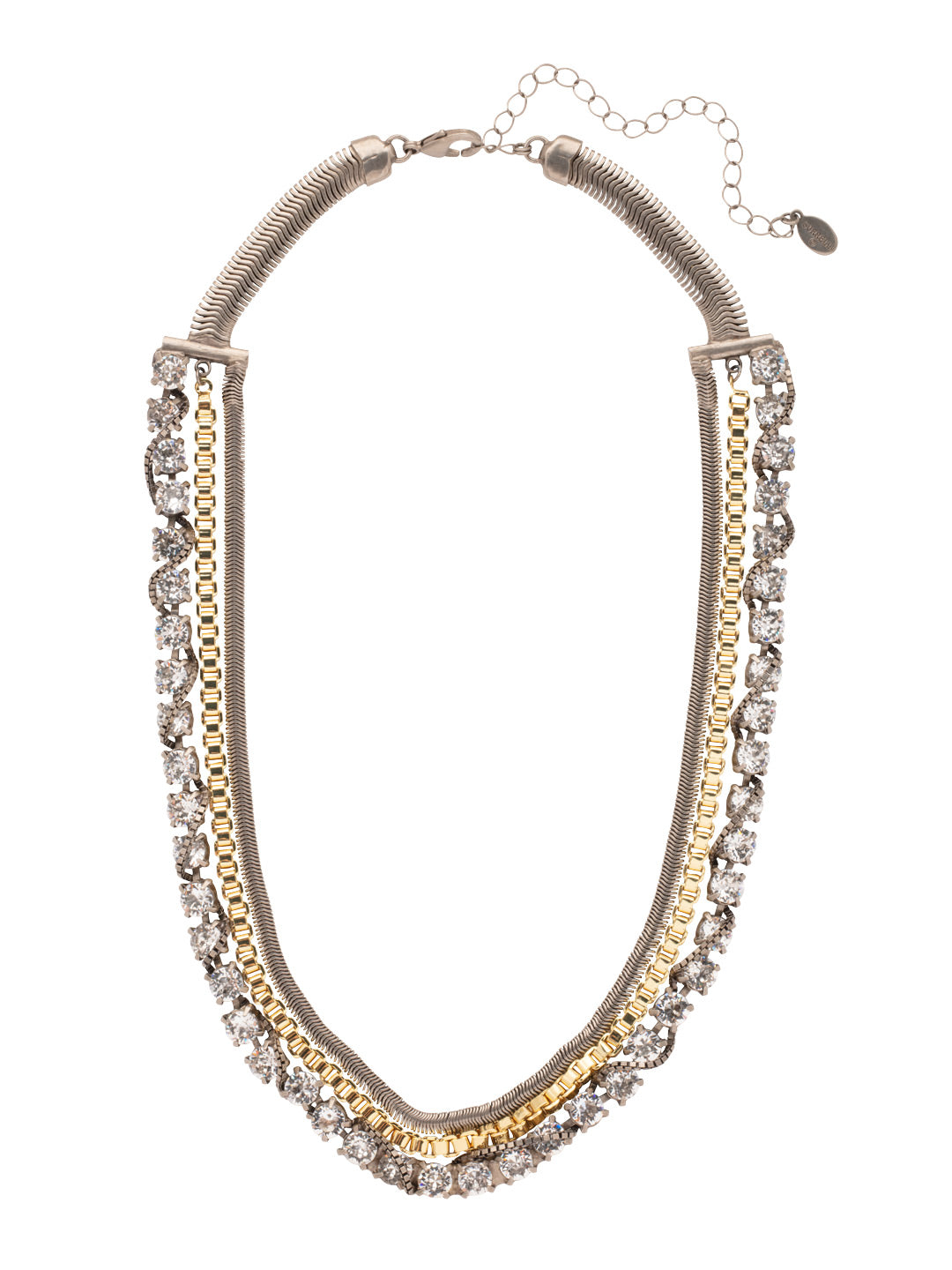 Rosie Tennis Necklace - 4NFC10MXCRY - <p>The Rosie Tennis Necklace features layers of snake chains, box chains, and braided crystal chains in mixed metal finishes. From Sorrelli's Crystal collection in our Mixed Metal finish.</p>