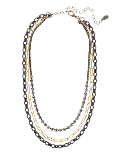 Jordan Layered Necklace - 4NFC13MXMTL - The Jordan Layered Necklace makes layering effortless! Three strands of chain links and crystals layer together with an adjustable chain, secured with a lobster claw clasp. From Sorrelli's Bare Metallic collection in our Mixed Metal finish.