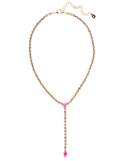 Lena Lariat Long Necklace - 4NFC14BGETP - <p>The Lena Lariat Long Necklace is a gorgeous statement piece. A lariat style adjustable chain is studded with crystals, and secured with a lobster claw clasp. From Sorrelli's Electric Pink collection in our Bright Gold-tone finish.</p>