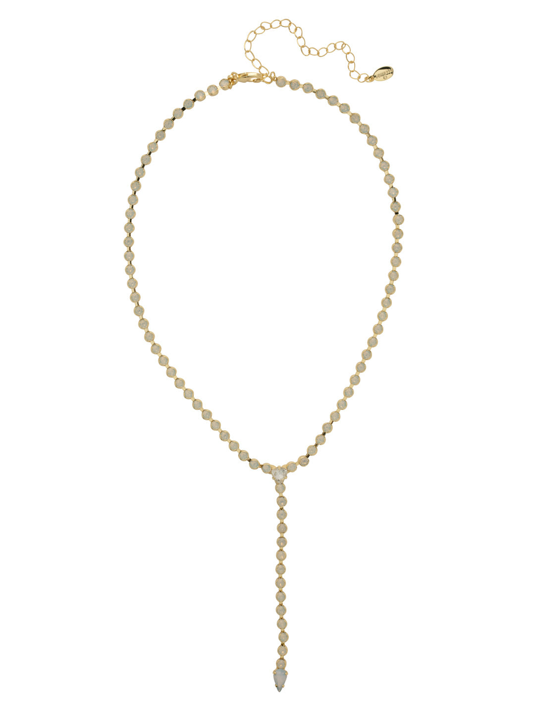 Lena Lariat Long Necklace - 4NFC14BGWO - <p>The Lena Lariat Long Necklace is a gorgeous statement piece. A lariat style adjustable chain is studded with crystals, and secured with a lobster claw clasp. From Sorrelli's White Opal collection in our Bright Gold-tone finish.</p>
