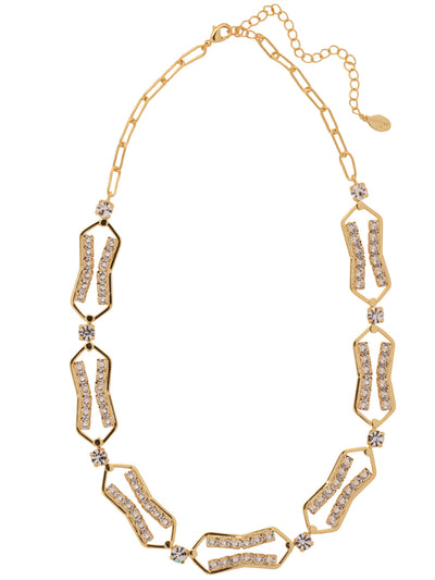 Roslyn Statement Necklace - 4NFC18BGCRY - <p>The Roslyn Statement Necklace features repeating hourglass shaped metal hoops with two lines of crystals inside. From Sorrelli's Crystal collection in our Bright Gold-tone finish.</p>