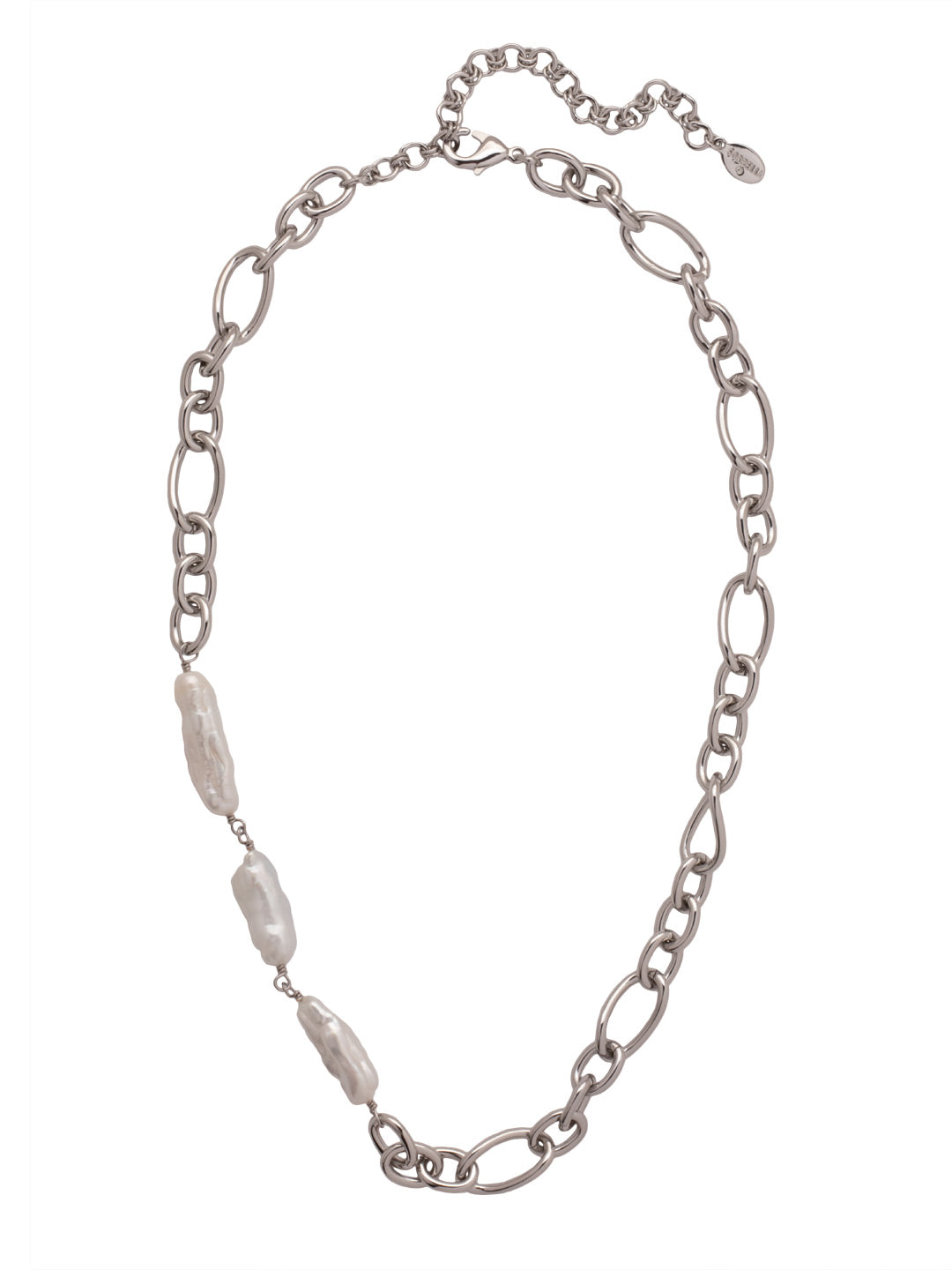 Janet Tennis Necklace - 4NFC4PDMDP - <p>The Janet Tennis Necklace features chunky assorted chain links and freshwater pearls on an adjustable chain, secured with a lobster claw clasp. From Sorrelli's Modern Pearl collection in our Palladium finish.</p>