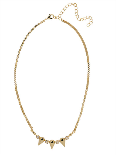 Kassandra Tennis Necklace - 4NFF19BGCRY - <p>The Kassandra Tennis Necklace features three diamond metal charms nestled between round cut crystals on an adjustable chain, secured with a lobster claw clasp. From Sorrelli's Crystal collection in our Bright Gold-tone finish.</p>