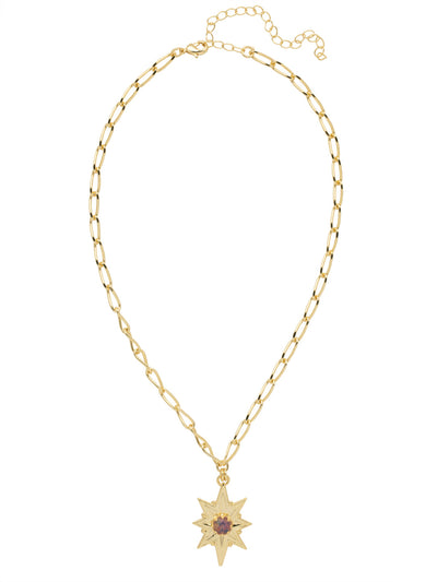 Stevie Pendant Necklace - 4NFF4BGBML - <p>The Stevie Pendant Necklace features an engraved metal star pendant with a single stone in the center dangling from an adjustable paperclip chain and secured with a lobster claw clasp. From Sorrelli's BRIGHT MULTI collection in our Bright Gold-tone finish.</p>