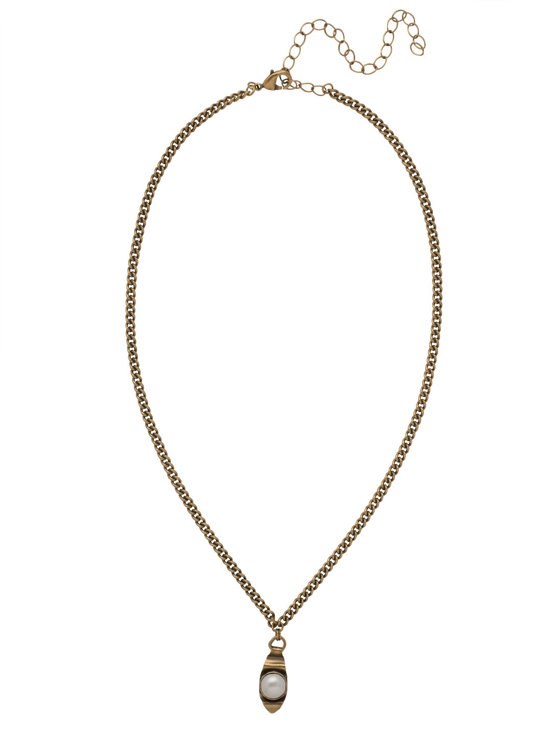 Katrina Pendant Necklace - 4NFF50AGMDP - <p>The Katrina Pendant Necklace features a curved metal bezel with a single freshwater pearl, hanging from an adjustable chain, secured with a lobster claw clasp. From Sorrelli's Modern Pearl collection in our Antique Gold-tone finish.</p>