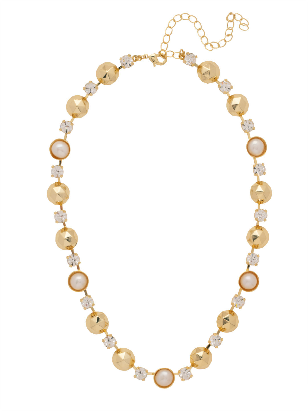 Avey Repeating Tennis Necklace - 4NFF5BGMDP - <p>The Avey Repeating Tennis Necklace features a full line of metal geometric charms, round cut crystals, and freshwater pearls on a trendy adjustable rope chain, secured by a lobster claw clasp. From Sorrelli's Modern Pearl collection in our Bright Gold-tone finish.</p>