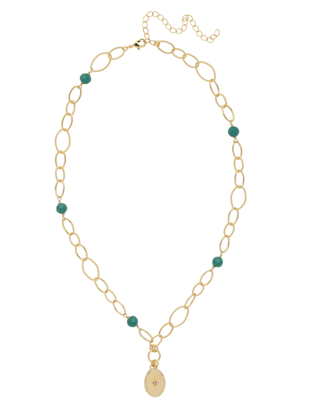 Henley Pendant Necklace - 4NFF80BGTQ - <p>The Henley Pendant Necklace features various chain loops and beads with a star stamped metal pendant on an adjustable chain, secured with a lobster claw clasp. From Sorrelli's Turquoise collection in our Bright Gold-tone finish.</p>