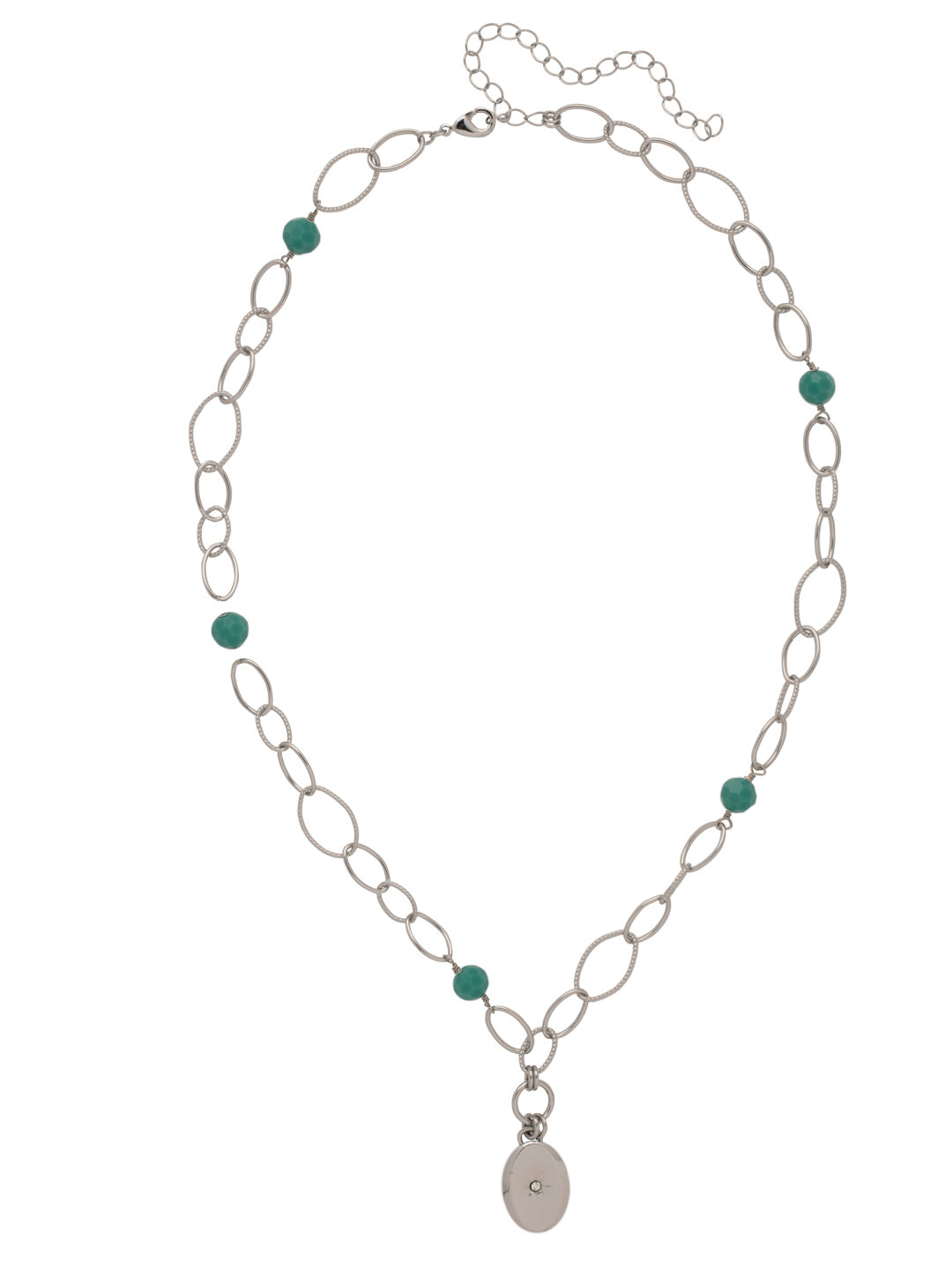 Henley Pendant Necklace - 4NFF80PDTQ - <p>The Henley Pendant Necklace features various chain loops and beads with a star stamped metal pendant on an adjustable chain, secured with a lobster claw clasp. From Sorrelli's Turquoise collection in our Palladium finish.</p>
