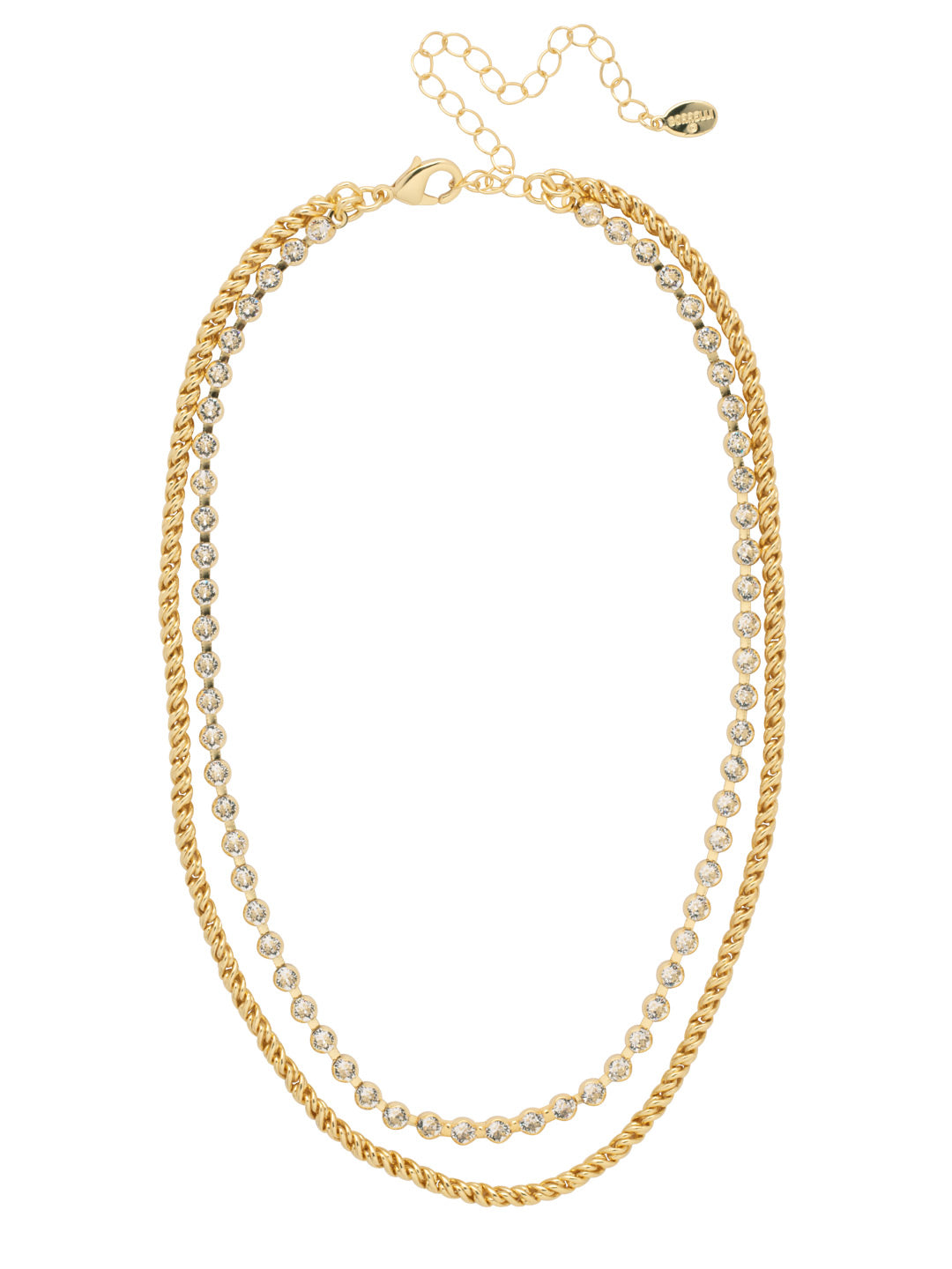 Crystal and Rope Chain Layered Necklace - 4NFJ16BGCRY