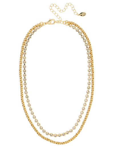 Crystal and Rope Chain Layered Necklace - 4NFJ16BGCRY - <p>The Crystal and Rope Chain Layered Necklace features a rope chain and a crystal embellished chain layered together with an extension chain, secured with a lobster claw clasp. From Sorrelli's Crystal collection in our Bright Gold-tone finish.</p>