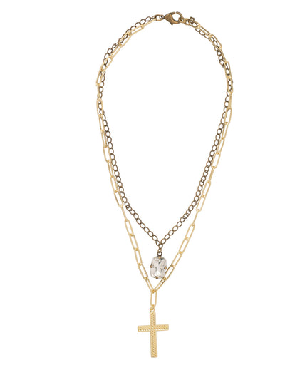 Rarity Layered Necklace - 4NFJ6MXCRY - <p>The Rarity Layered Necklace features a crystal pendant and a cross pendant layered together, and secured with a lobster claw clasp. From Sorrelli's Crystal collection in our Mixed Metal finish.</p>