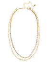 Crystal and Paperclip Chain Layered Necklace