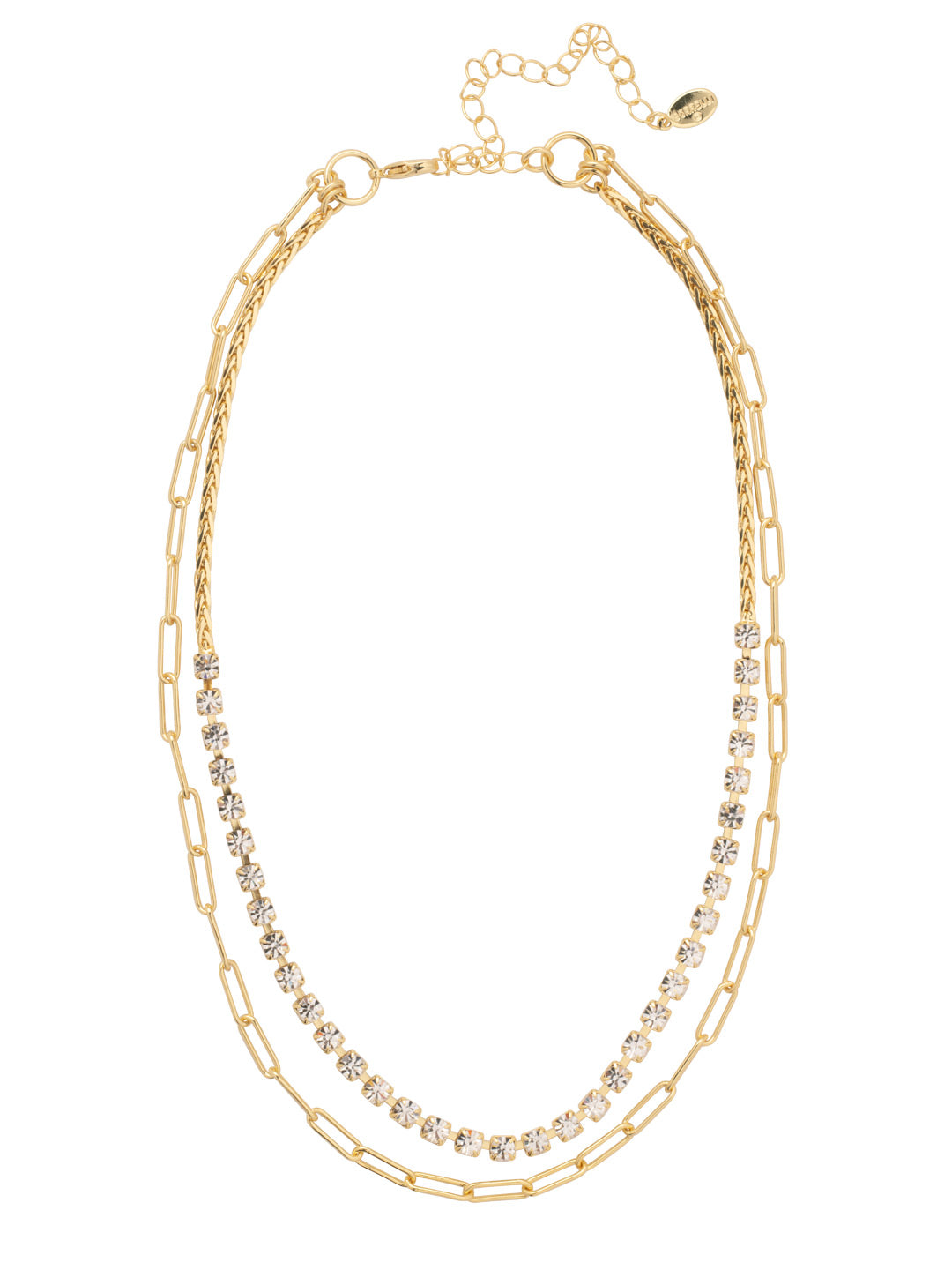 Product Image: Crystal and Paperclip Chain Layered Necklace