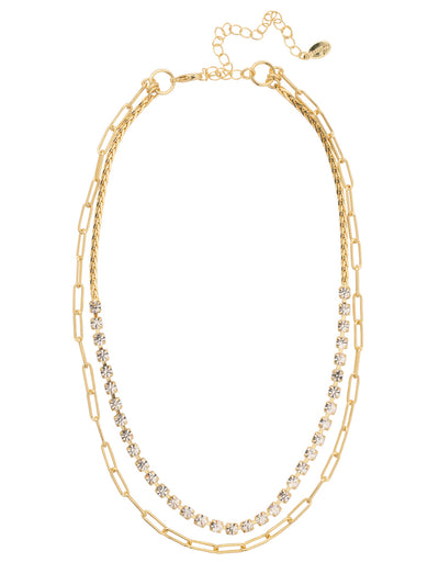 Crystal and Paperclip Chain Layered Necklace - 4NFJ8BGCRY - <p>The Crystal and Paperclip Chain Layered Necklace features a crystal embellished rope chain and a paperclip chain layered together with an extension chain, secured with a lobster claw clasp. From Sorrelli's Crystal collection in our Bright Gold-tone finish.</p>