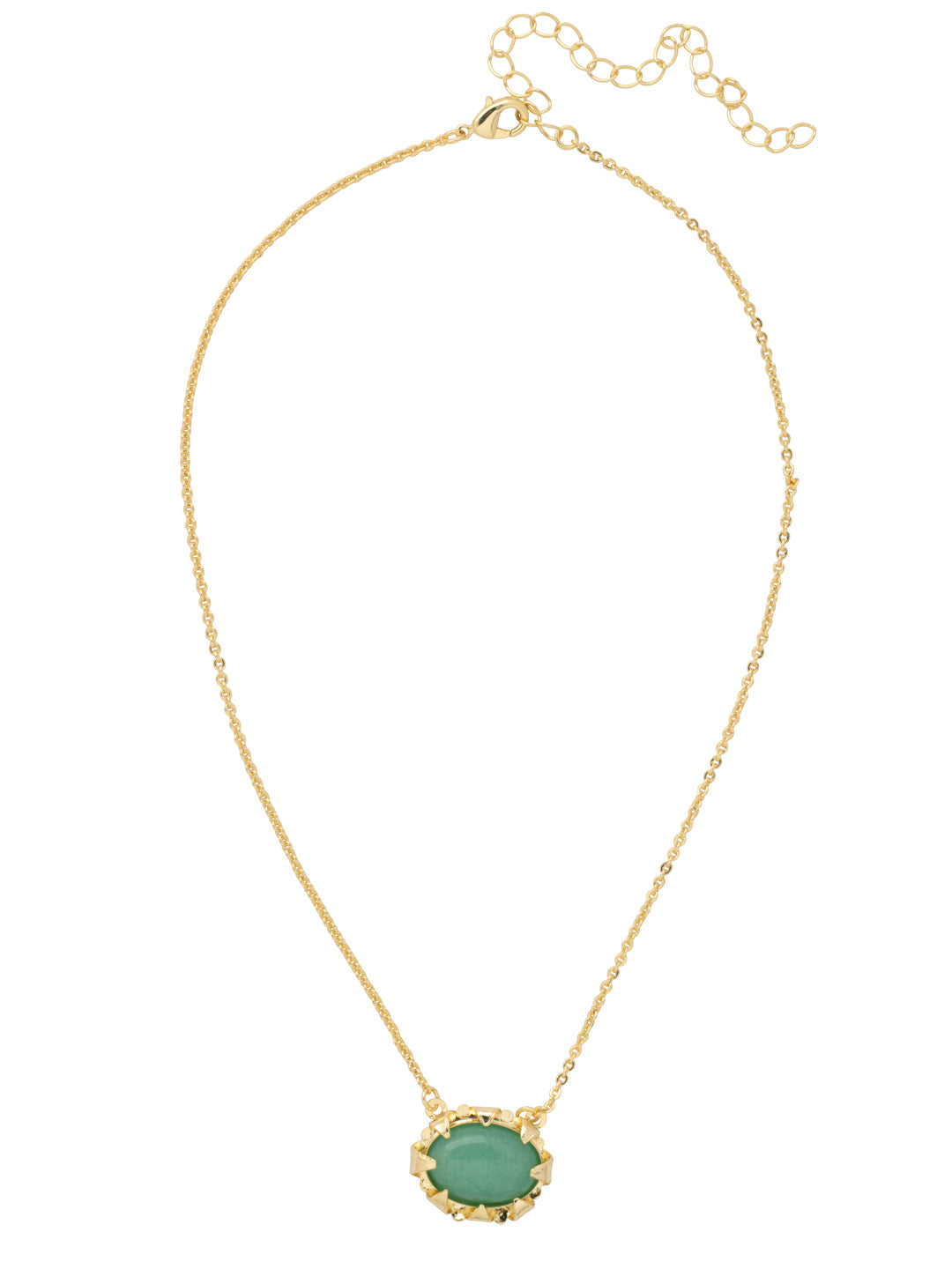 Jaded Oval Pendant Necklace - 4NFJ9BGAES - <p>The Jaded Oval Pendant Necklace features a single oval semi-precious stone on an adjustable chain, secured by a lobster claw clasp. From Sorrelli's Aegean Sea collection in our Bright Gold-tone finish.</p>